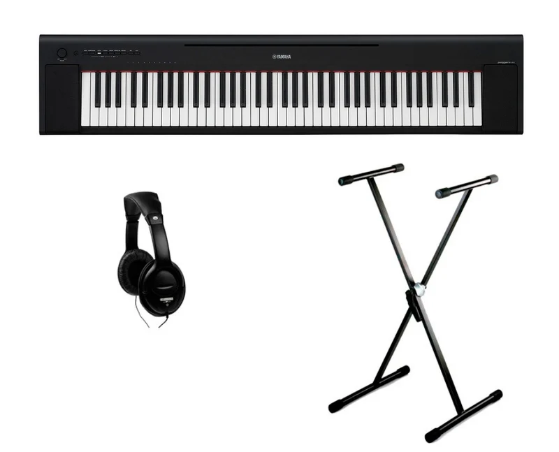 YAMAHA -PACK- NP35B PIANO DIGITAL PIAGGERO NEGRO + SOPORTE TIJERA Y AURICULARES