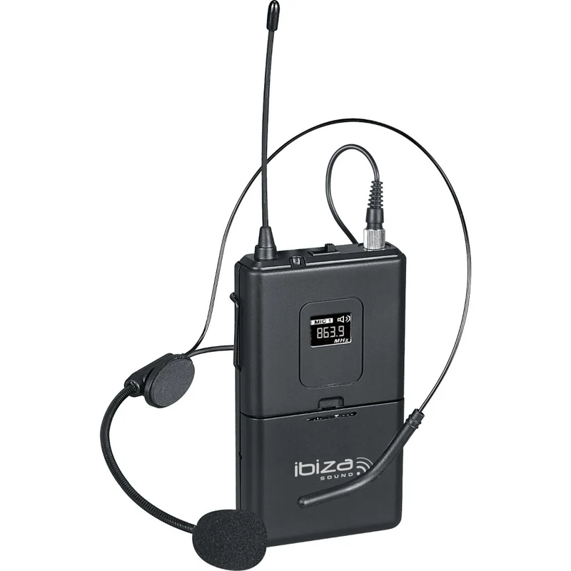 IBIZA SOUND HS20-UHFA EMISOR DE CINTURA UHF CON MICROFONOS DE DIADEMA Y CORBATA