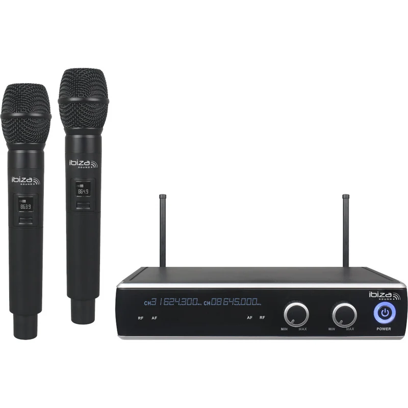 IBIZA SOUND DR20UHF-HH DOBLE RECEPTOR UHF CON DOS MICROFONOS DE MANO