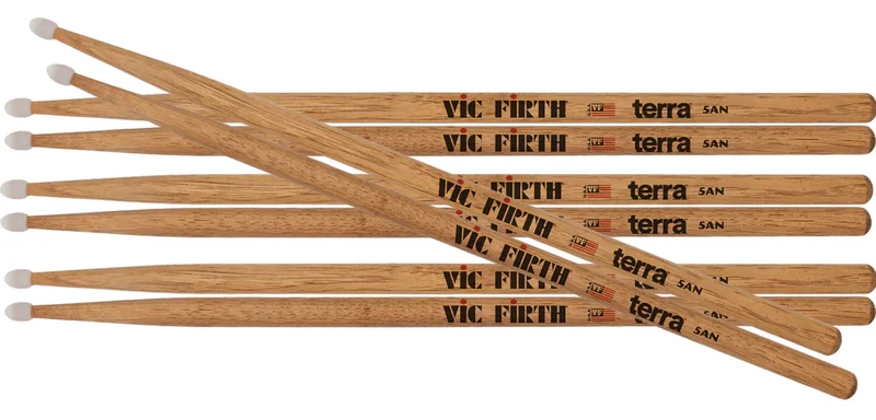 VIC FIRTH P5ATN4PK AMERICAN CLASSIC TERRA PACK 4 BAQUETAS BATERIA PUNTA NYLON