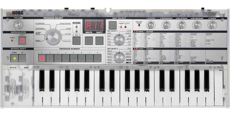 KORG MICROKORG CRYSTAL TECLADO SINTETIZADOR ANALOGICO TRANSPARENTE