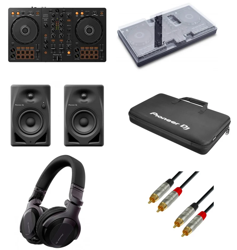 PIONEER DJ -PACK- DDJFLX4 CONTROLADOR + MONITORES + TAPA + MALETA + AURICULARES Y CABLE