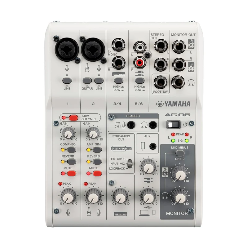 YAMAHA AG06WH MK2 MESA DE MEZCLAS PARA STREAMING 6 CANALES BLANCA