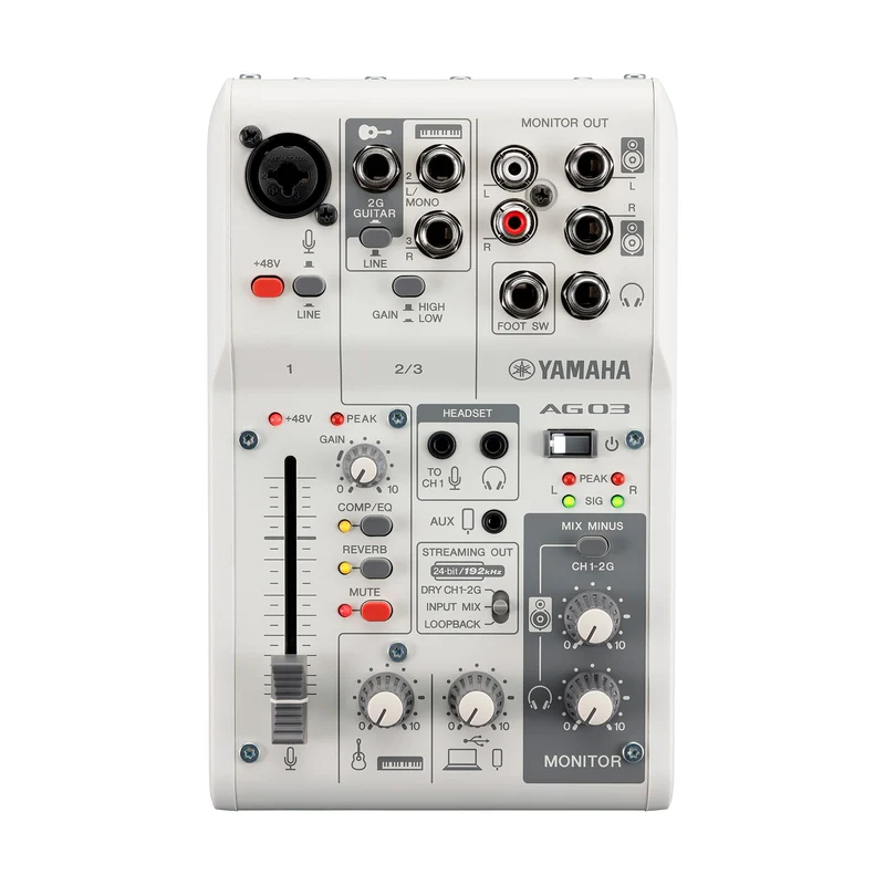 YAMAHA AG03WH MK2 MESA DE MEZCLAS PARA STREAMING 3 CANALES BLANCA
