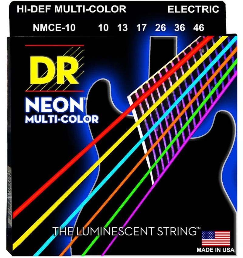 DR NMCE10 JUEGO CUERDAS GUITARRA ELECTRICA NEON MULTICOLOR 010-046.