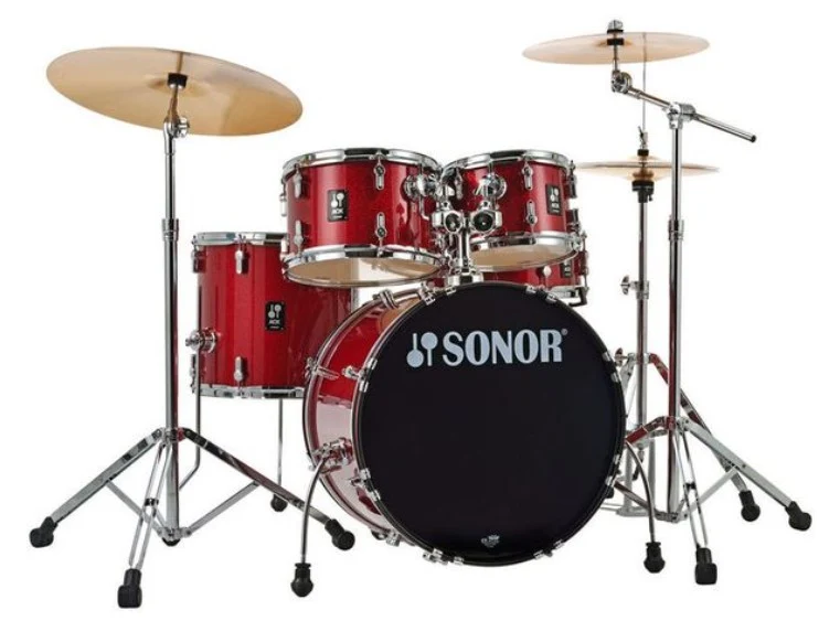 SONOR AQX STUDIO SET RMS BATERIA ACUSTICA CON HERRAJES Y PLATOS RED MOON SPARKLE
