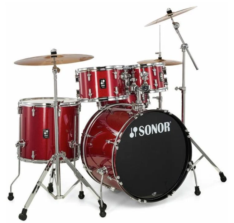 SONOR AQX STAGE SET RMS BATERIA ACUSTICA CON HERRAJES Y PLATOS RED MOON SPARKLE