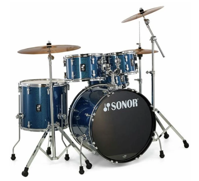 SONOR AQX STAGE SET BOS BATERIA ACUSTICA CON HERRAJES Y PLATOS BLUE OCEAN SPARKLE