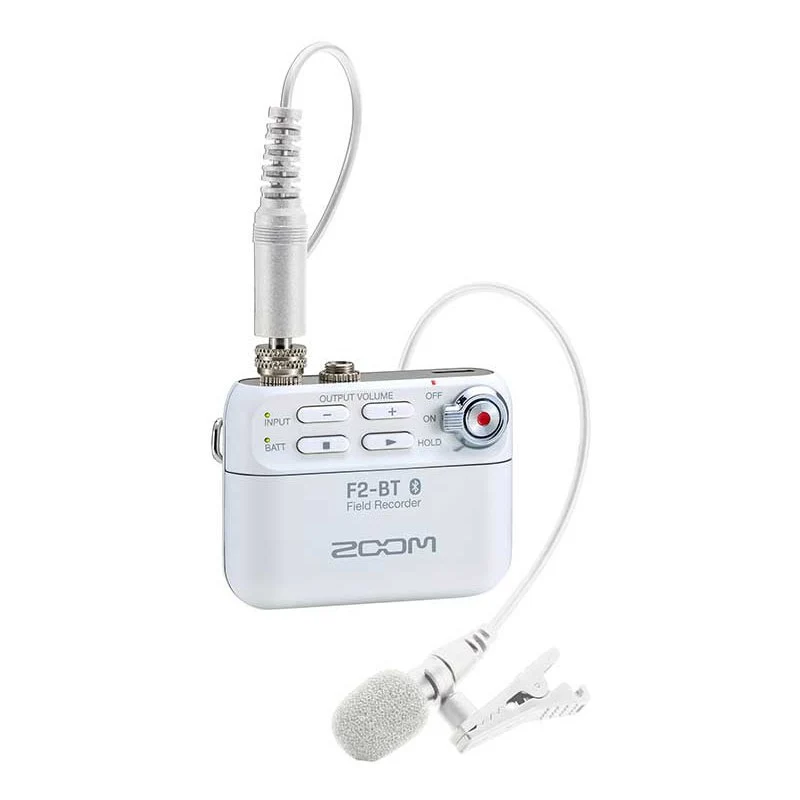 ZOOM F2BTWH GRABADOR DE CAMPO PORTATIL CON BLUETOOTH Y MICROFONO LAVALIER BLANCO
