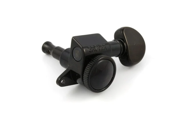 GROVER TK7926003 LOCKING TUNERS 505G6 6-IN-LINE BLACK WITH HARDWARE 18:1 LOCK KNOB ON BACK