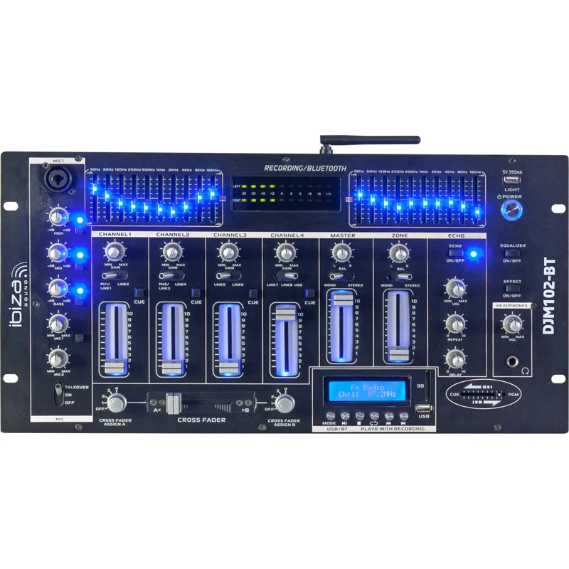 IBIZA SOUND DJM102-BT MESA DE MEZCLAS 12 ENTRADAS CON BLUETOOTH