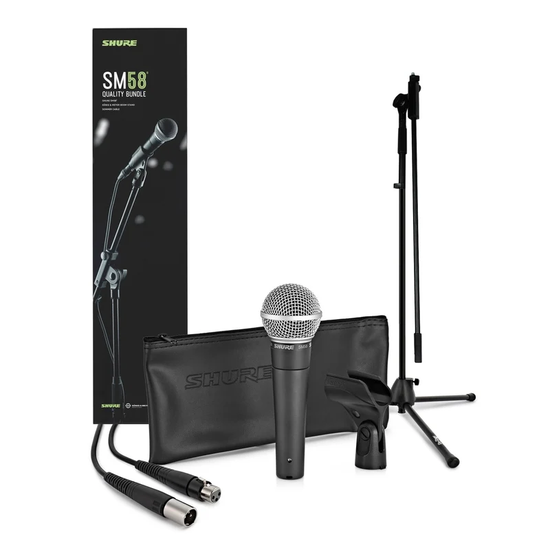 SHURE SM58LCE DELUXE PACK MICROFONO CON CABLE Y SOPORTE.