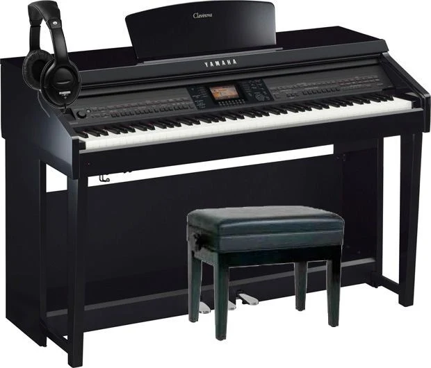 YAMAHA -PACK- CVP701 PE PIANO DIGITAL NEGRO PULIDO + BANQUETA Y AURICULARES